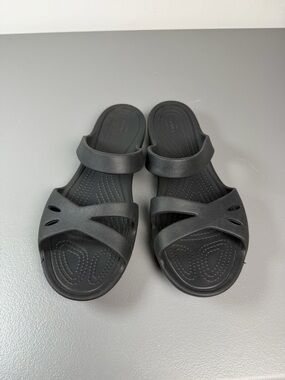 Crocs Kelli Iconic Strappy Slides Sandals Black Women's Size 9 US 203991